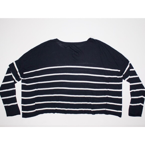 Vince Navy Blue & White Striped Wide Oversized Boxy Top Lightweight Large - Picture 3 of 8